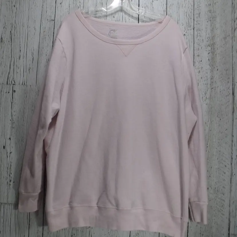 Just My Size V Notch Crewneck Women's Pink Sweatshirt Fleece Size 3XL