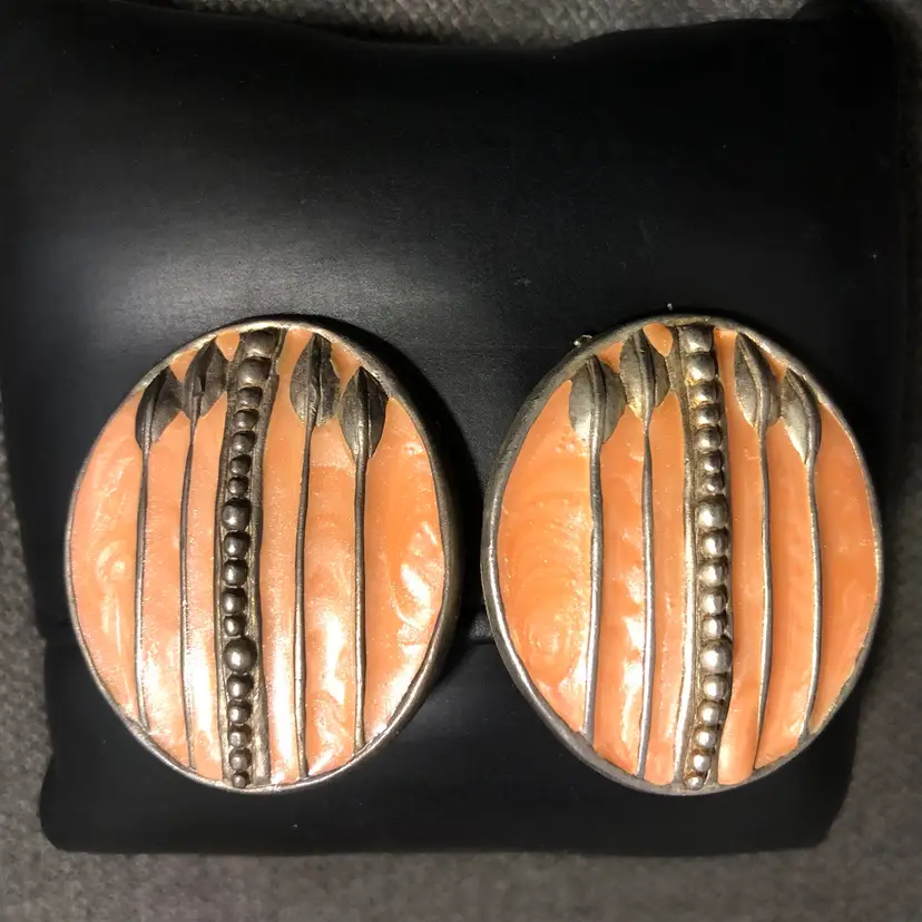 Vintage Karl Lagerfeld Peach Color Clip-On Earrings