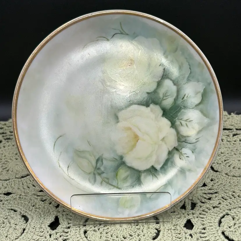 Vintage Hand Painted “Golden Moderne” Fine China 3655. Yellow-White Roses