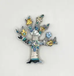 Signed Liztech Tree of Life Brooch 2.75”x 2.5”