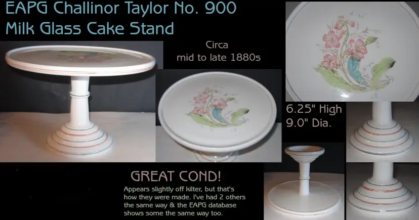 Antique EAPG Challinor Taylor, Milk Glass #900 Cake Stand/Salver