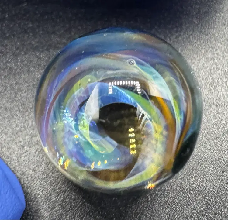 Signed Calvin Sugita RAZ Contemporary Art Glass Marble Galaxy .65”