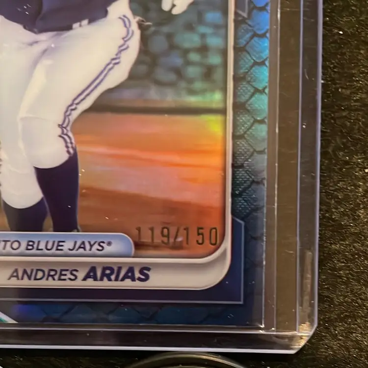 2024 Bowman Chrome Andres Arias Auto Blue Reptilian Refractor 119/150 1st Bowman Blue Jays