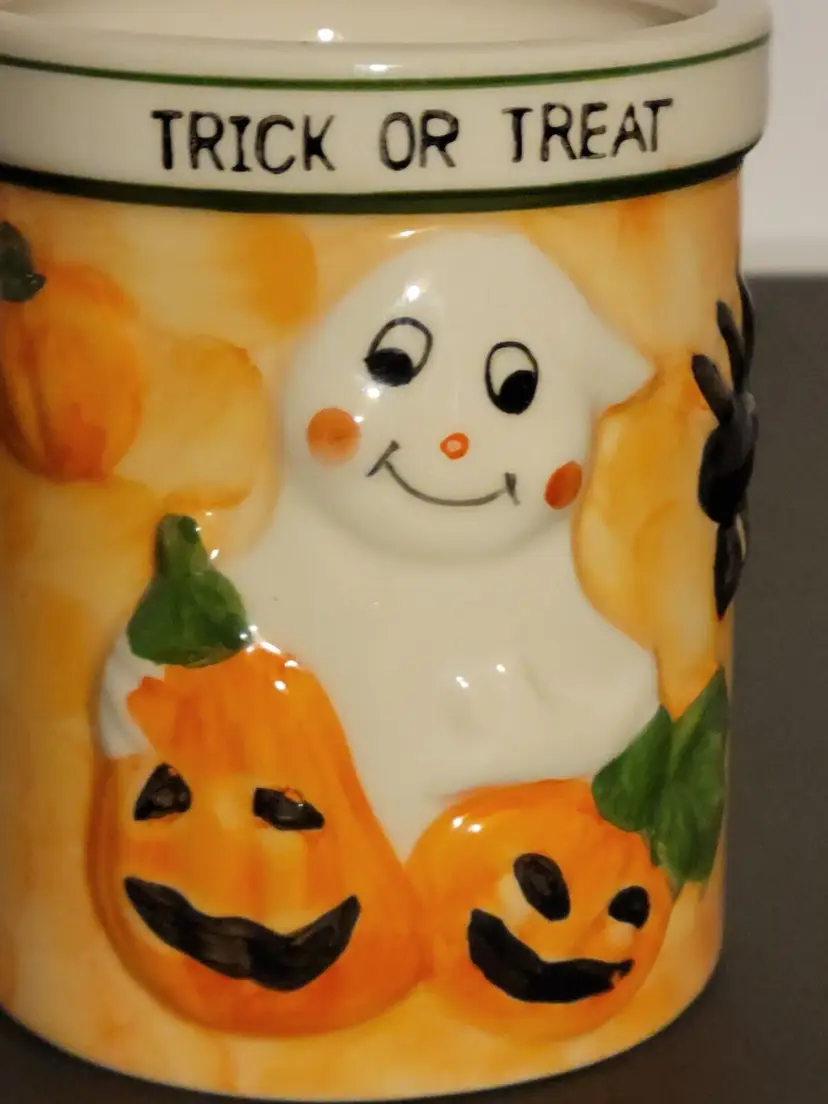Halloween Trick Or Treat Ghost Pumpkin  Home Essentials Jar No Lid