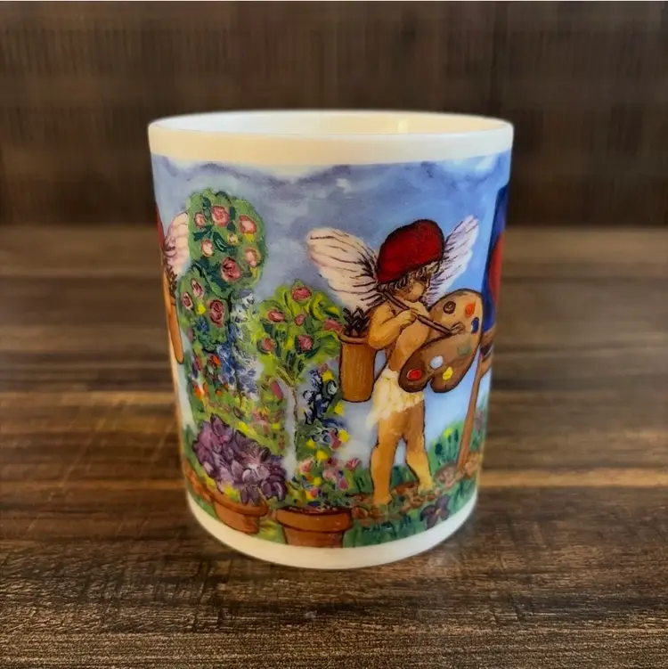 Cupid Cherub Artist Painting Mug Vintage Romantic Angel Coffee Cup
