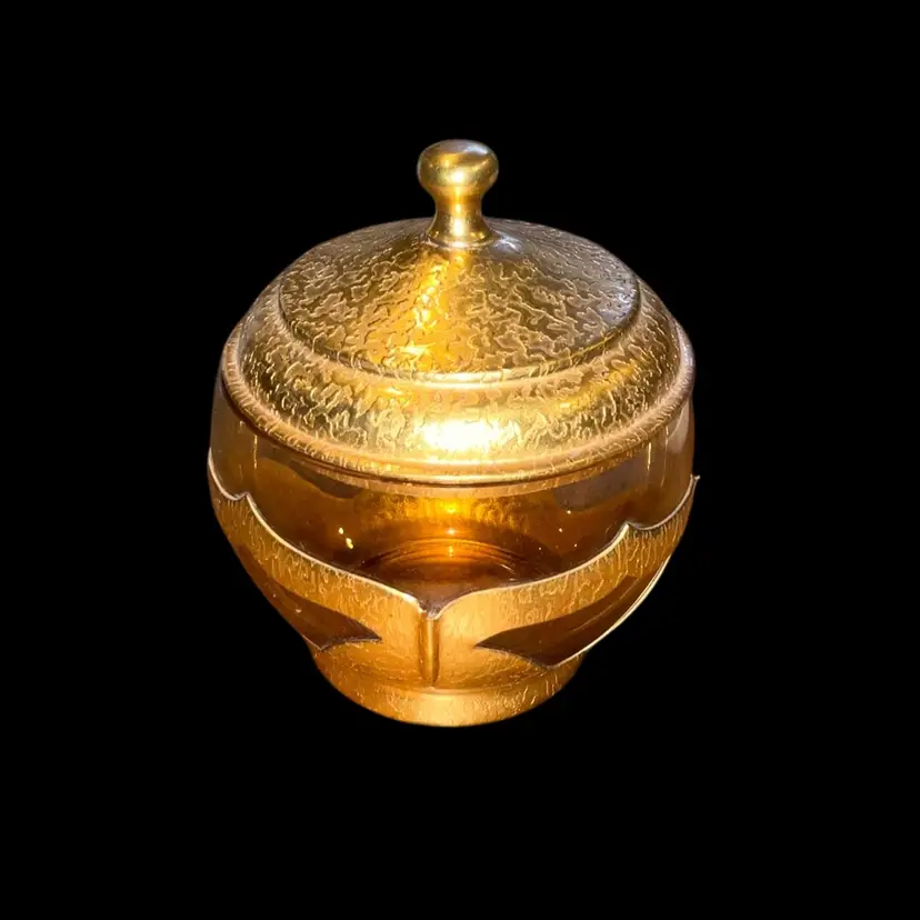 Metal And Glass Lidded Bowl Farber & Bros 5”