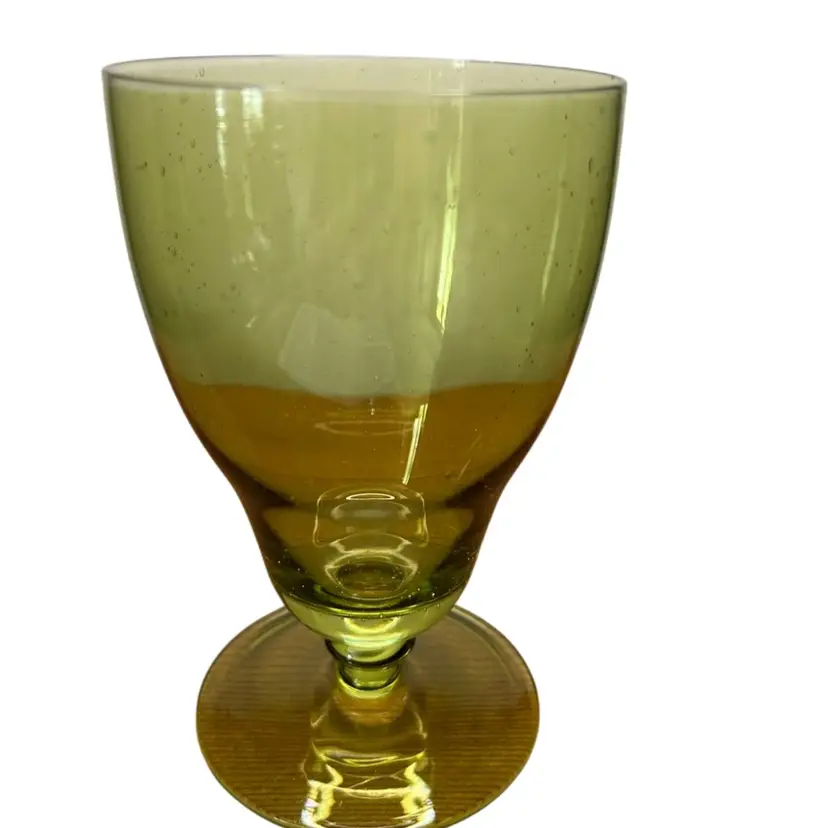 Vintage Green Blown Glass Goblet
@5 1/2” Tall Bubbles In Glass