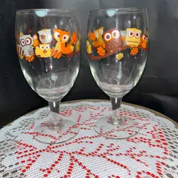 Vintage Libbey “Hoot Owl” Water/Wine Goblets-Set Of 2