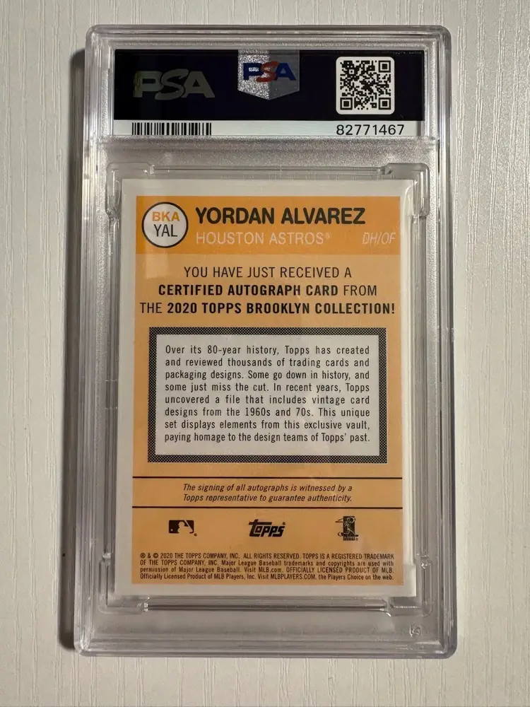 2020 Topps Brooklyn Collection Yordan Alvarez Gold Rookie On Card Auto /50 PSA 10! Houston Astros