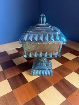 Teal and Marigold Jeanette glass wedding box