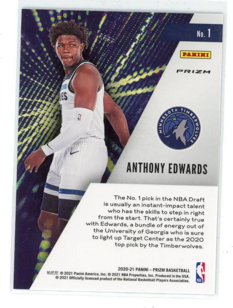 2021 Prizm ANTHONY EDWARDS RC Instant Impact Green #1