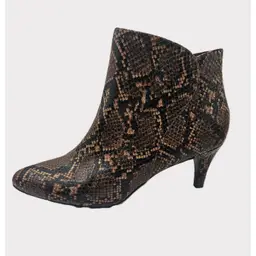 #01 - Amalfi Women's Brown Snakeskin Print Ankle Boots