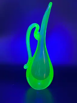 Vintage Sommerso Murano Blue Green Bud Vase Pitcher GLOWS