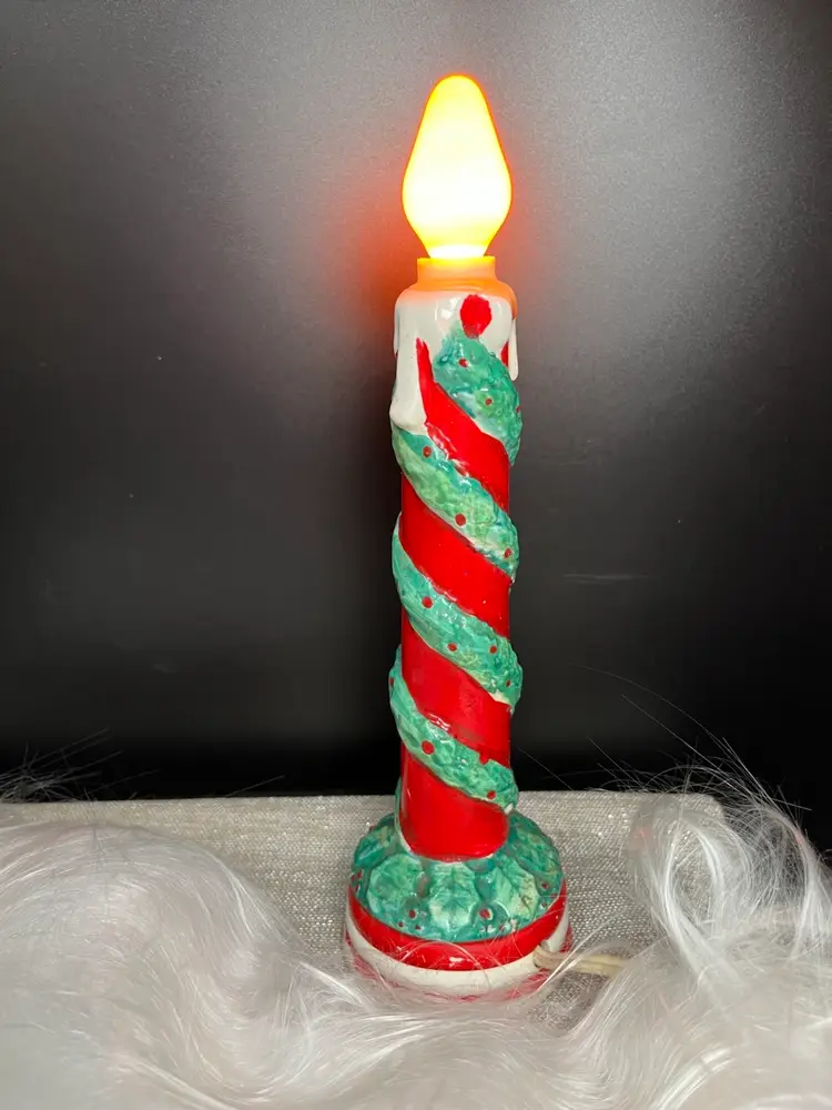 Vintage Relco-Japan-Electric Ceramic Red & Green Christmas Candle Stick