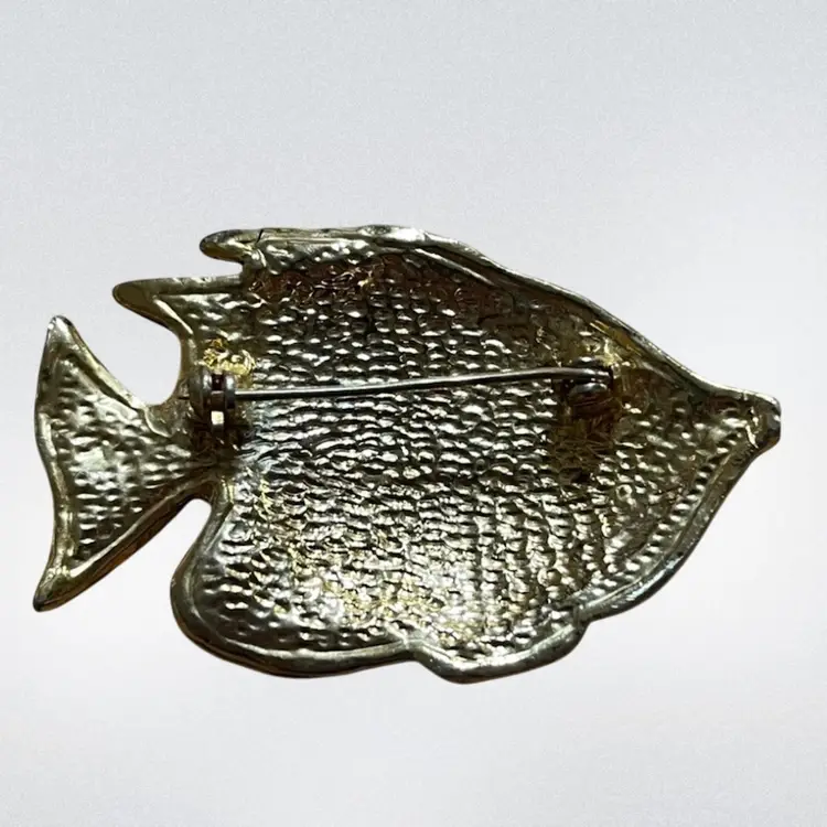 Colorful Vintage Enamel Fish Brooch Pin Gold Tone
