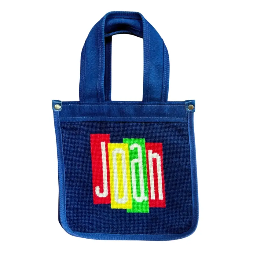 Vintage Denim Embroidered Small Handbag, Personalized Needlepoint JOAN
