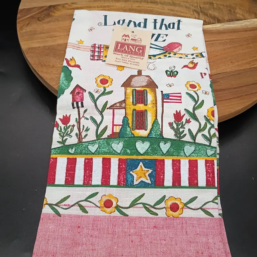 NWT Linen Cotton Blend Kitchen Towel Land That I Love Patriotic 21x26"