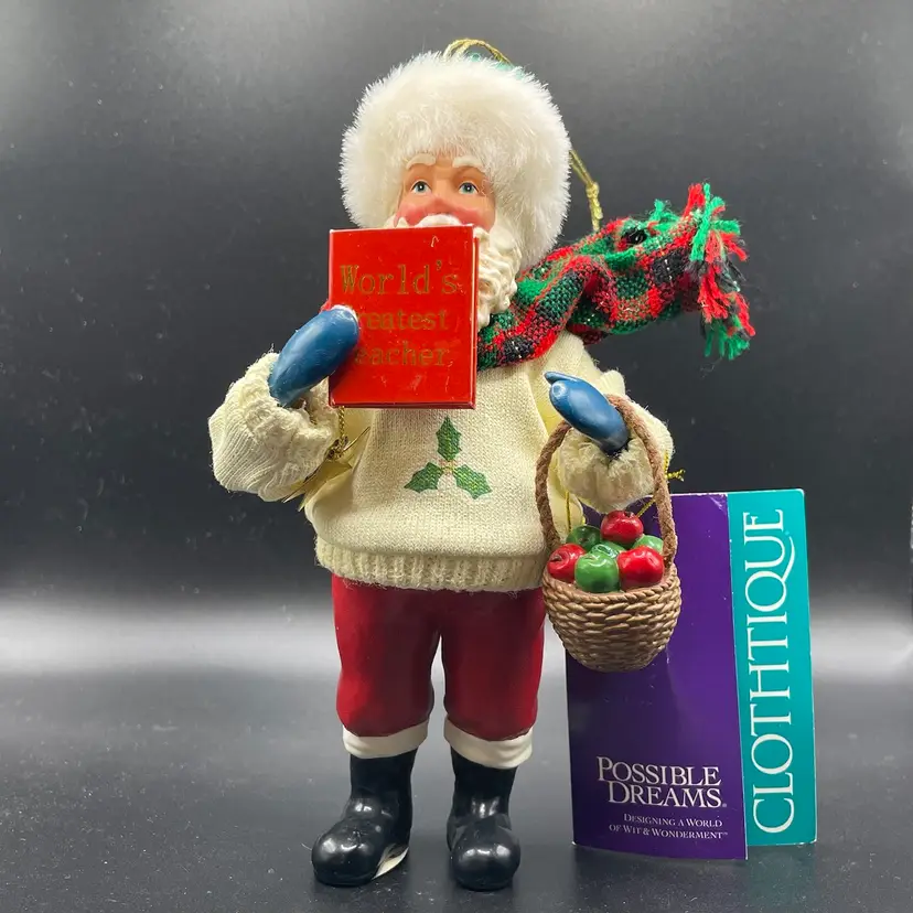 Possible Dreams Clothtique Santa World's Greatest Teacher Ornament VTG Christmas
