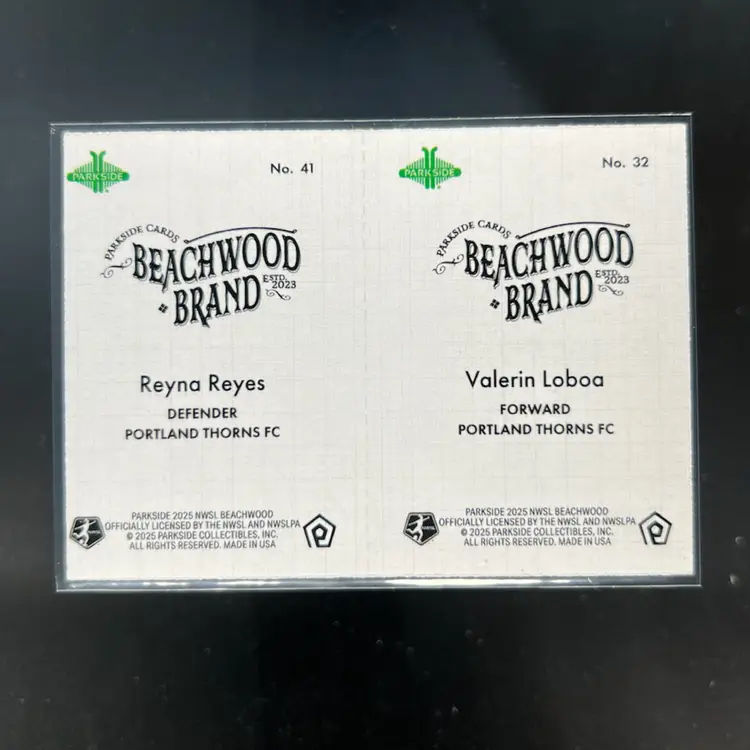 Valerin Loboa & Reyna Reyes 2025 Parkside Beachwood Brand Beachwood Squared Soccer Card