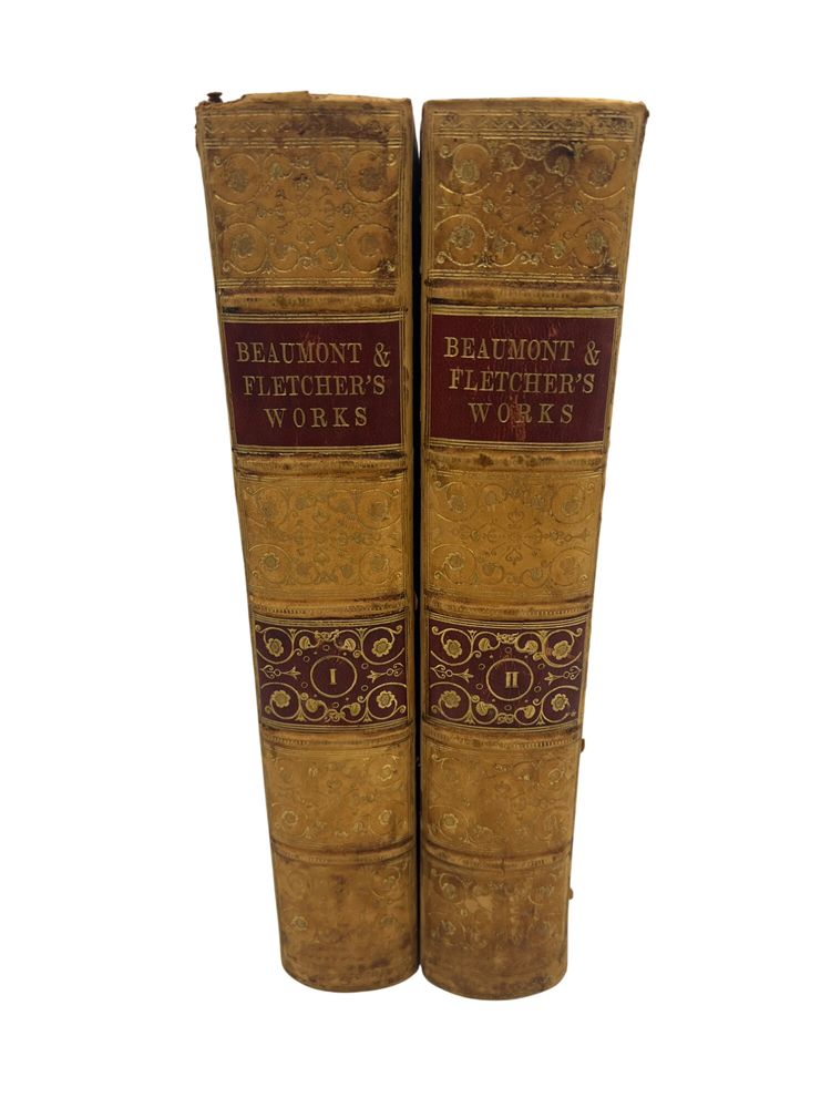 1840 Works of Beaumont and Fletcher, 2 Volumes, Edward Moxon Antique Portraits