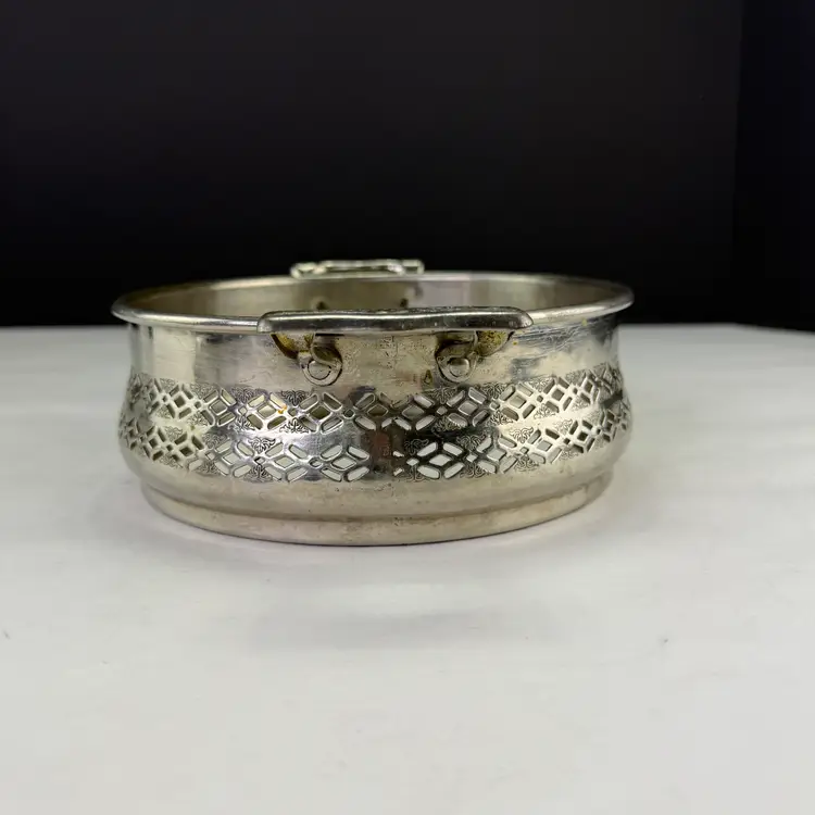 Vintage Silverplate Filigree Serving Dish Ring With Handles