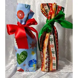 2 for $10, Handmade Wine Bottle Gift Bags - Christmas