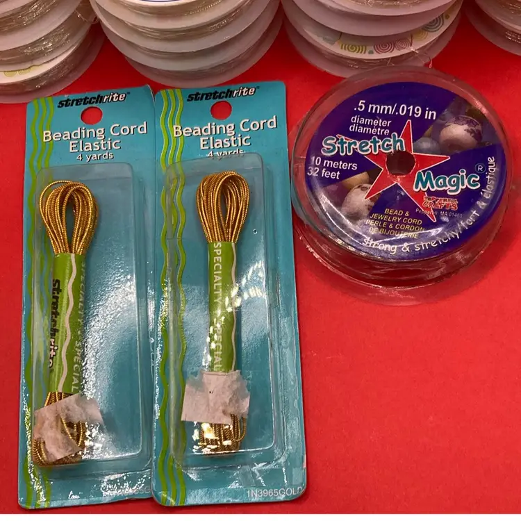 18 Rolls of bead & jewelry elastic cording, black , clear & metallic