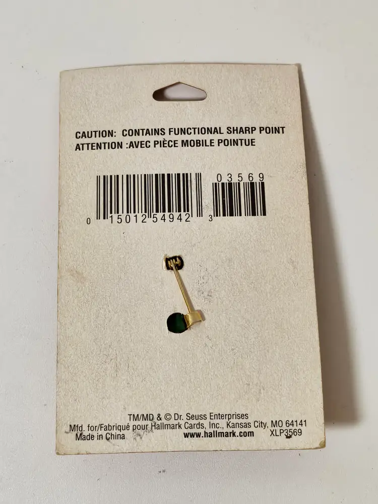 Vtg Hallmark Dr. Seuss Grinch Who Stole Christmas Holiday Pin Brooch Green Red