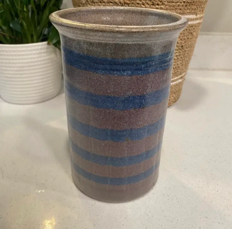 Seagrove Stonewear Glazed Pottery Utensil Holder/ Wine Chiller/ Vase 8”