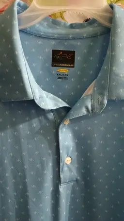 Nice! 4XL Greg Norman Golf Polo 3 Button Shirt XXXXL Light Blue