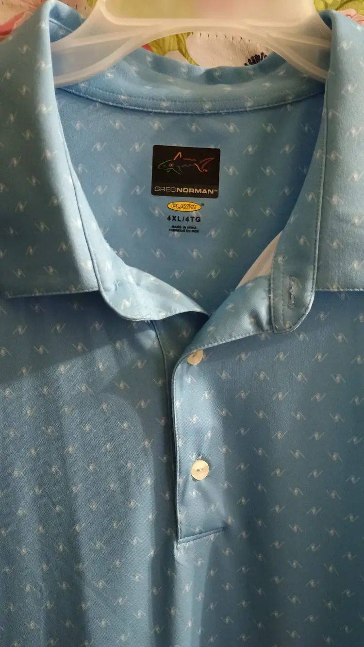 Nice! 4XL Greg Norman Golf Polo 3 Button Shirt XXXXL Light Blue