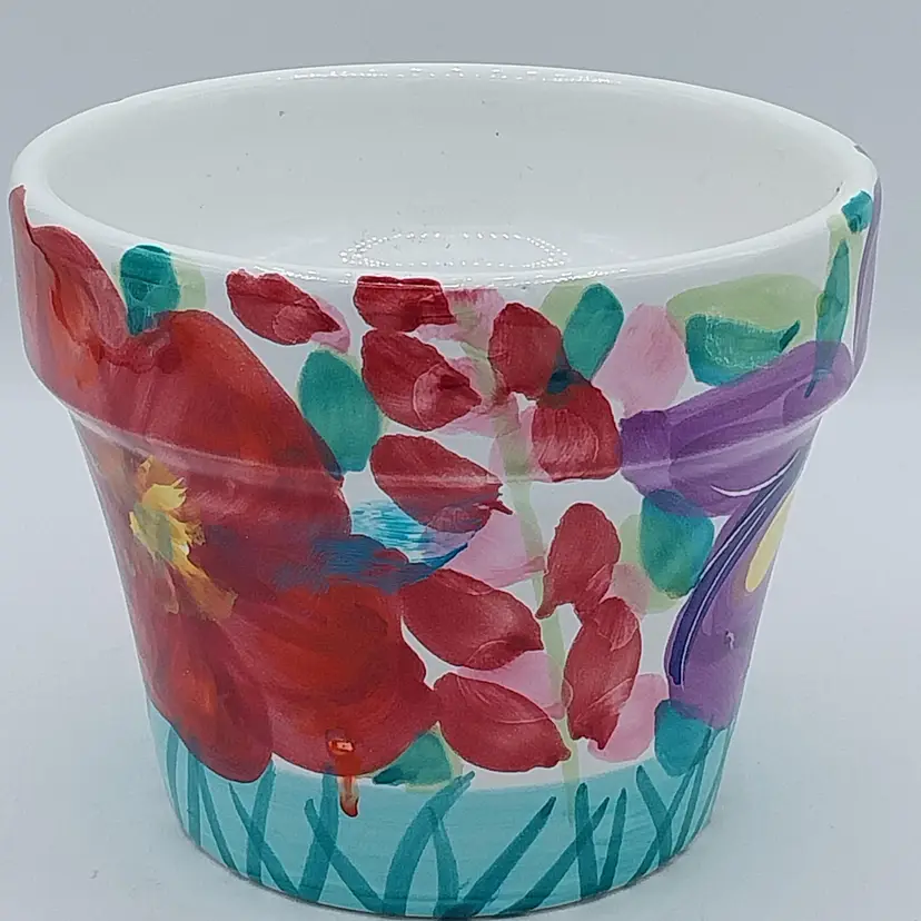 Vintage Italian Pottery Hand Painted Flower Pot / Planter