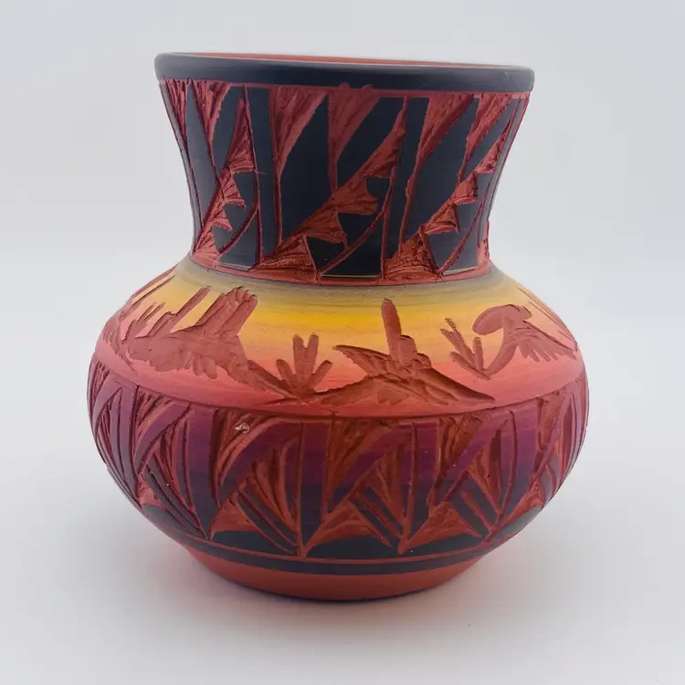 Vintage Signed Rochwell Red Earth Pottery Native American Made 4”