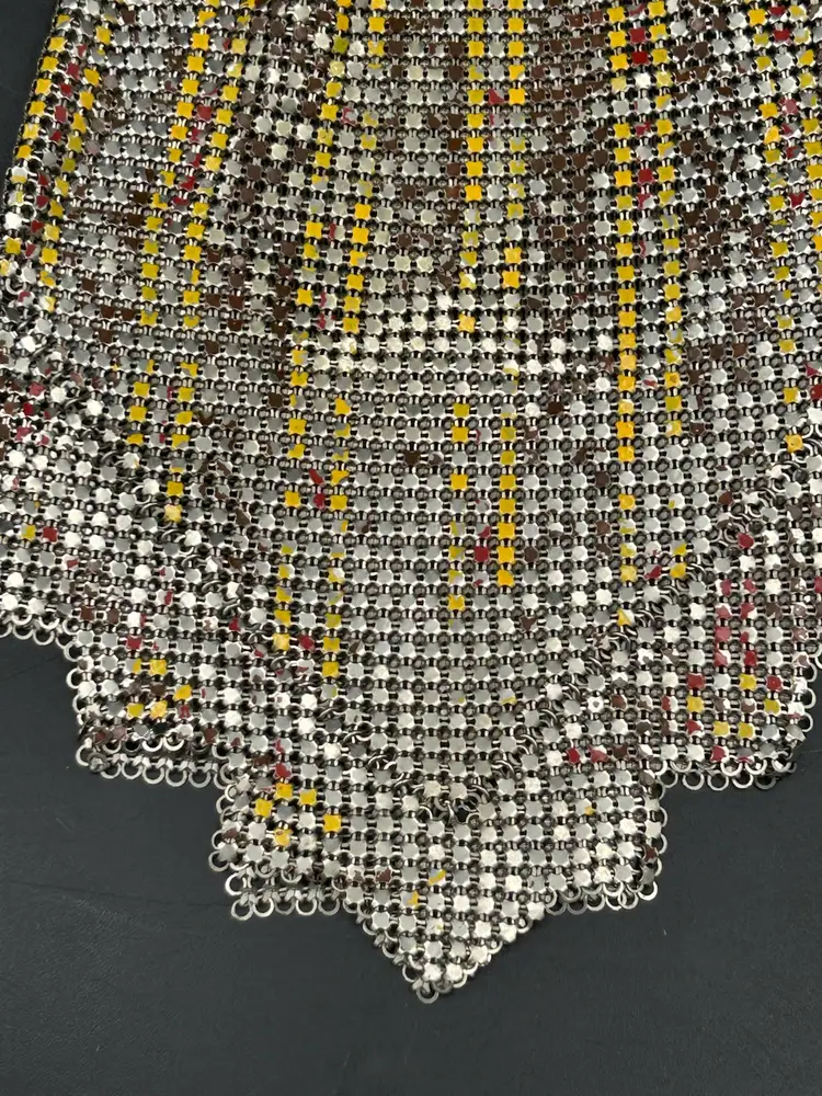 1920s Vintage Whiting & Davis Mesh Link Handbag, Art Deco Flapper Beaded Clasp Link Chain