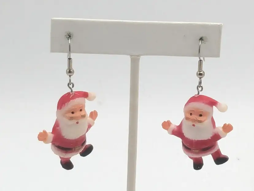 Christmas Santa Claus Dangle Earrings Holiday Jewelry