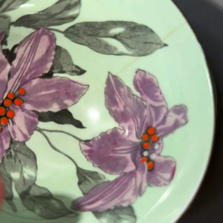 Antique Windsor Bone China England Cup & Saucer; Purple Trillium Flowers