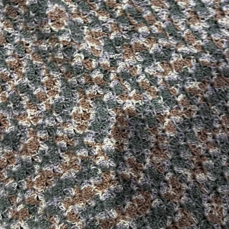 010 Vintage Handmade Afghan Muted Beautiful Neutral Color 70 X 70