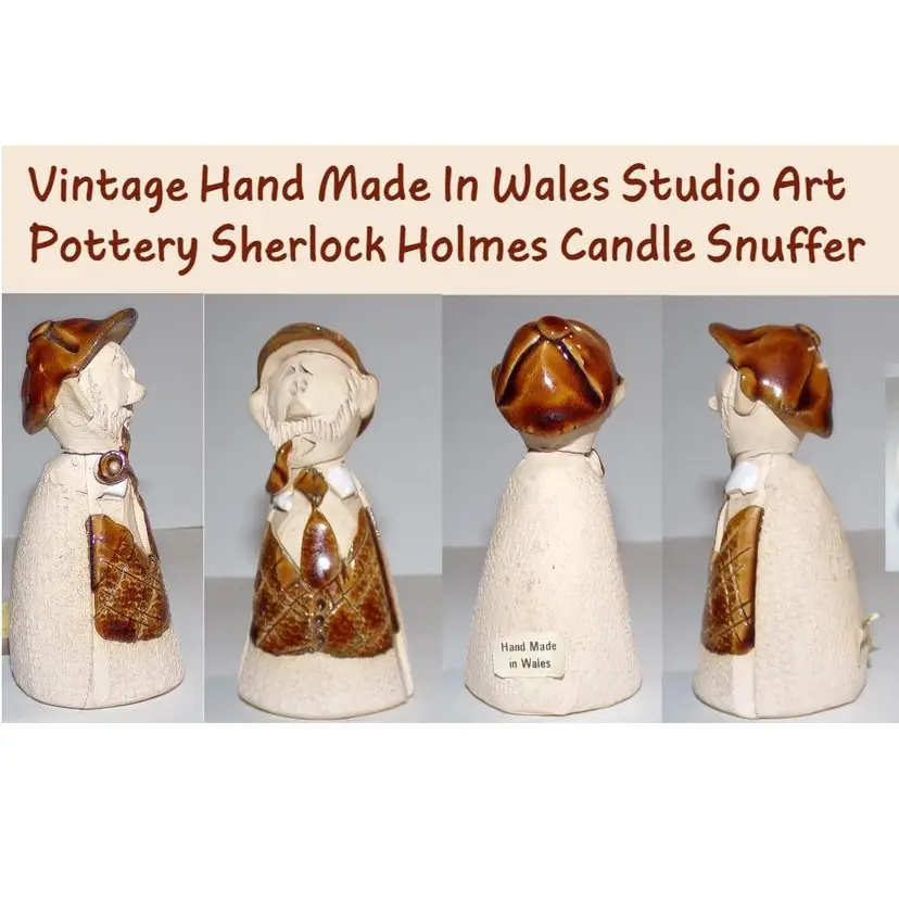Vintage Handmade in Wales, Studio Art Pottery, SHERLOCK HOMES Candle Snuffer!!
