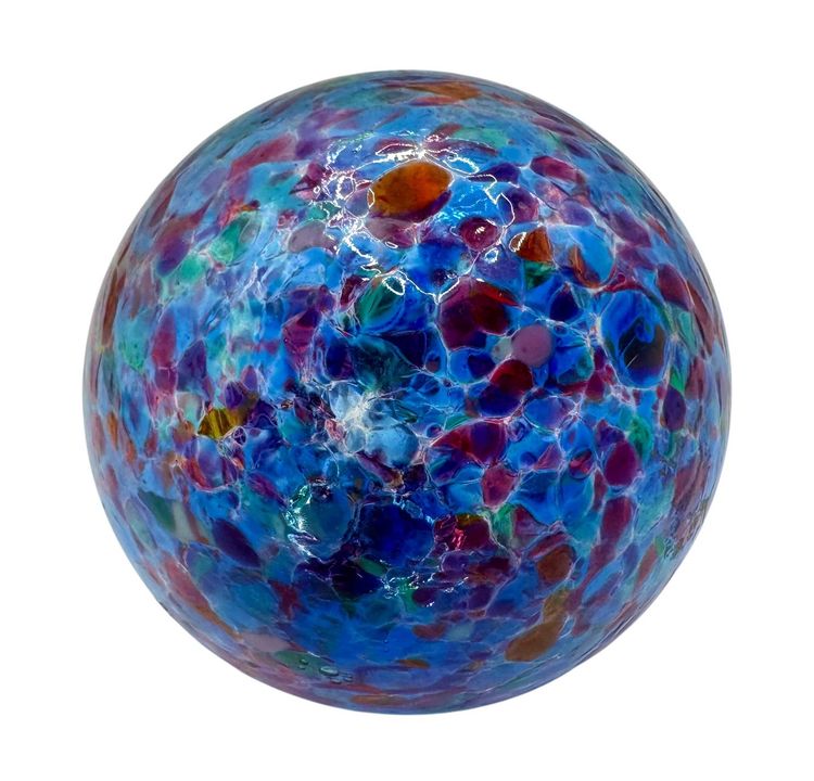 Hand Blown Studio Art Glass Christmas Ornament Ball Orb Blue Purple Pink Green