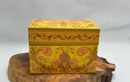 Vintage MCM Mod Floral Metal Recipe Box Kitchen Retro Kitsch