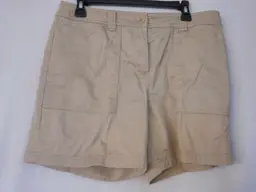 Jones New York Size 10 beige flat front cotton blend Womens shorts