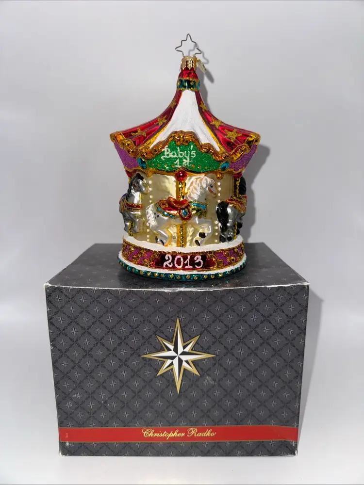 Christopher Radko Baby’s 1st Carousel 2013 Merry Go Round Ornament Rare