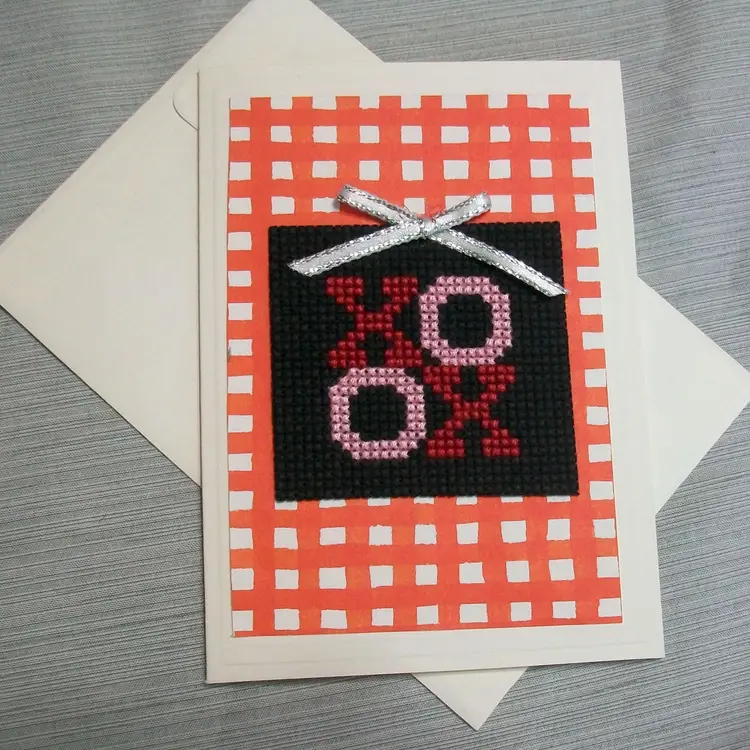 Finished Cross Stitch Love Notes Valentine or Anniversary Cards Blank Greeting Cards Set of 2