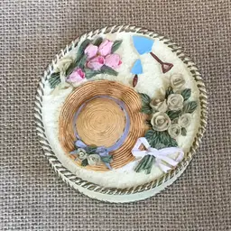 Vintage Dezine Gardening Floral Round Resin Trinket Box Flowers Cottage Core