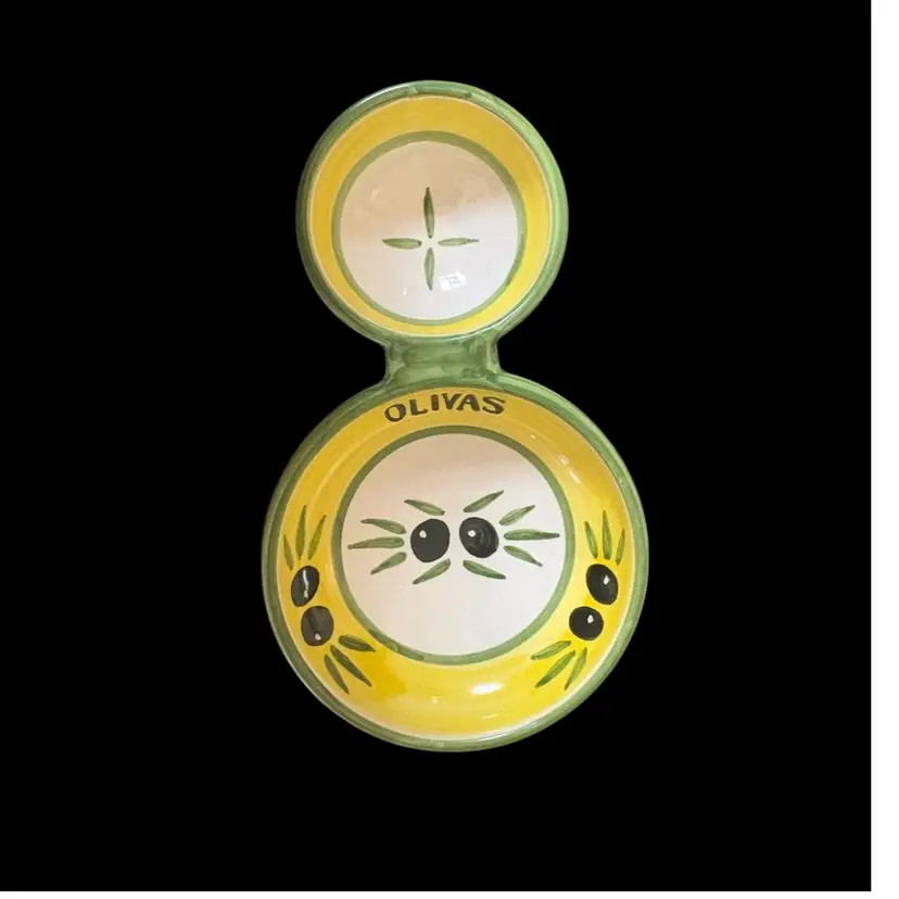 Hand Painted Ceramic Olive Server