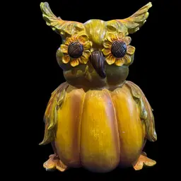 Resin Pumpkin & Leaf Sunflower Owl