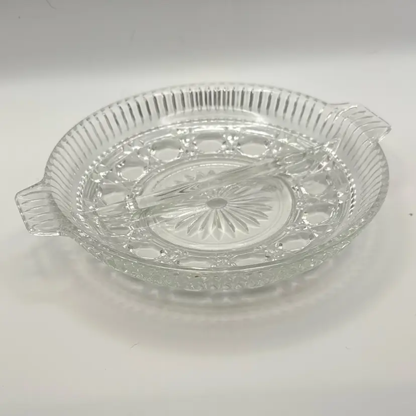 Vintage Indiana Glass Windsor clear divided relish or candy dish
