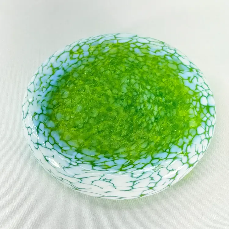 Small Green Hand Made Glass Trinket Dish