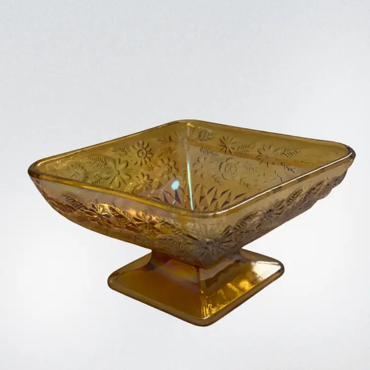 Vintage Marigold Indiana Glass Pedestal Dish