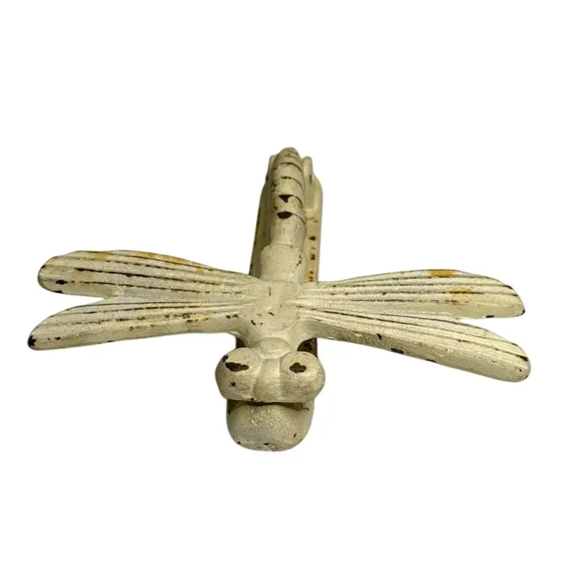 Cast Iron Dragonfly Door Knocker Rustic Weathered Ivory 
6” L  x 5-3/4” W